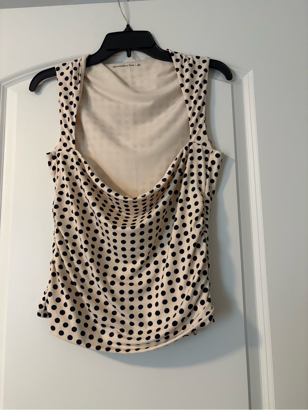 Abercrombie & Fitch Cream Tank with Navy Polka Dots